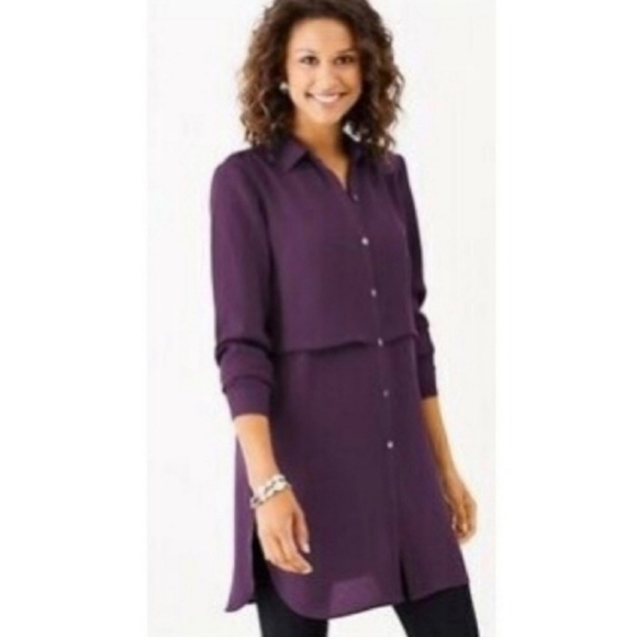 J.Jill long layered button-up shirt/tunic - ivory - Picture 7 of 7